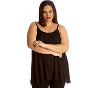 GOSTYLES® Womens Floral Lace Chiffon Flared Swing Vest Top, Ladies Summer Sleeveless Round Neck Lined Strappy Camisole Blouse Tank Tops (Black, 20-22)