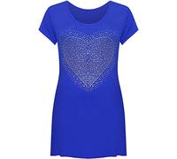GOSTYLES® Womens Heart Stud Hanky Hem Longline T-Shirt, Ladies Casual Summer Short Sleeve Tunic Top (Royal Blue, 22-24)
