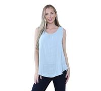GOSTYLES® Womens Italian Sleeveless Ruched Vest Top, Ladies Casual Summer Stylish Trendy Streetwear Tank Tops Blouse (Sky Blue, XXL)