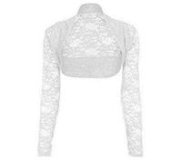 GOSTYLES® Womens Long Sleeve Floral Lace Shrug Bolero Top, Ladies Elegant Lace Cover-Up Open Front Blouse Shrug (White, 20-22)