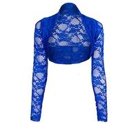 GOSTYLES® Womens Long Sleeve Floral Lace Shrug Bolero Top, Ladies Elegant Lace Cover-Up Open Front Blouse Shrug (Royal Blue, 12-14)