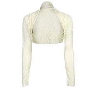 GOSTYLES® Womens Long Sleeve Floral Lace Shrug Bolero Top, Ladies Elegant Lace Cover-Up Open Front Blouse Shrug (Cream, 12-14)