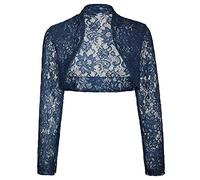 GOSTYLES® Womens Long Sleeve Floral Lace Shrug Bolero Top, Ladies Elegant Lace Cover-Up Open Front Blouse Shrug (Navy, 8-10)