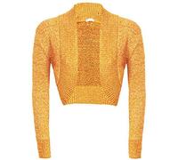 GOSTYLES® Womens Long Sleeve Knitted Lurex Shrug, Ladies Stylish Dressy Cover Up Lightweight Metallic Sparkly Bolero Cardigan (Mustard, S-M)