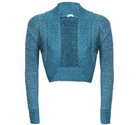 GOSTYLES® Womens Long Sleeve Knitted Lurex Shrug, Ladies Stylish Dressy Cover Up Lightweight Metallic Sparkly Bolero Cardigan (Teal, XXL)