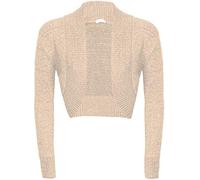 GOSTYLES® Womens Long Sleeve Knitted Lurex Shrug, Ladies Stylish Dressy Cover Up Lightweight Metallic Sparkly Bolero Cardigan (Stone, M-L)