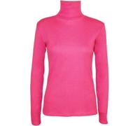 GOSTYLES® Womens Long Sleeve Polo Roll Neck Jumper, Ladies Plain Casual Wear Turtle Neck Stretch Fit Top (Cerise, M-L)