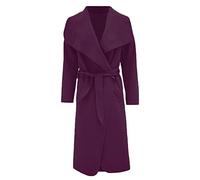 GOSTYLES® Womens Long Waterfall Italian Duster Trench Coats, Ladies Winter Wear Long Sleeve French Belted Oversized Jacket (Purple, One Size)