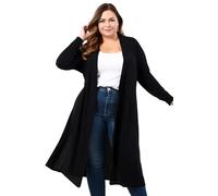 GOSTYLES® Womens Maxi Long Boyfriend Cardigans, Ladies Full Sleeve Collared Top Open Front Cardigan Coat (Black, 20-22)