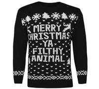 GOSTYLES® Womens Merry Christmas Ya Filthy Animal Jumper Funny Novelty Xmas Sweater, Ladies Festive Knitwear for Christmas Pullover Tops (Black, XXL)