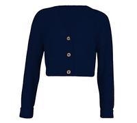 GOSTYLES® Womens New Crop Cable Knit Cardigan, Ladies Cropped Outerwear Classic 3 Button Open Front Sweater (Navy, 12-14)