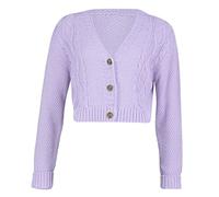 GOSTYLES® Womens New Crop Cable Knit Cardigan, Ladies Cropped Outerwear Classic 3 Button Open Front Sweater (Lilac, 8-10)
