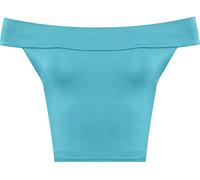GOSTYLES® Womens Off Shoulder Crop Top, Ladies Plain Short Sleeve Bandeau Blouse Stretch Summer Clubwear Tops (Turquoise, 8-10)