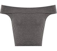 GOSTYLES® Womens Off Shoulder Crop Top, Ladies Plain Short Sleeve Bandeau Blouse Stretch Summer Clubwear Tops (Charcoal, 12-14)