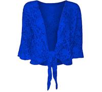 GOSTYLES® Womens Open Front Tie Up Sequin Bolero Shrug, Ladies Elegant Evening Wear Floral Lace 3/4 Sleeve Cropped Cover Up Cardigan (Royal Blue, 24-26)