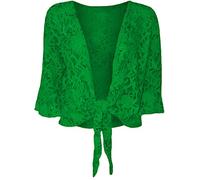 GOSTYLES® Womens Open Front Tie Up Sequin Bolero Shrug, Ladies Elegant Evening Wear Floral Lace 3/4 Sleeve Cropped Cover Up Cardigan (Jade Green, 24-26)