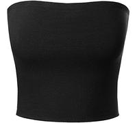 Gostyles® Women's Plain Boob Tube Strapless Bandeau Ladies Stretch Casual Summer Beach Wear Crop Top Bra (Black, 10)