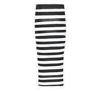 GOSTYLES® Womens Plain & Printed Bodycon Pencil Skirt, Ladies Office Casual Wear Stretch Jersey Elastic Waist Midi Skirt (Black White Stripe, S-M)