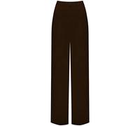 GOSTYLES® Womens Plain & Printed Palazzo Wide Leg Flared Trousers, Ladies High Waist Soft Stretchy Loose Fit Casual Lounge Bottoms Pants (Dark Brown, S-M)