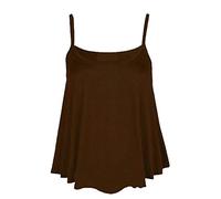 GOSTYLES® Womens Plain & Printed Spaghetti Strap Sleeveless Cami Vest, Ladies Summer Flared Swing Camisole Strappy Tank Tops (Chocolate, 24-26)