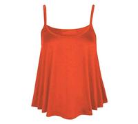 GOSTYLES® Womens Plain & Printed Spaghetti Strap Sleeveless Cami Vest, Ladies Summer Flared Swing Camisole Strappy Tank Tops (Rust, 16-18)