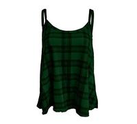 GOSTYLES® Womens Plain & Printed Spaghetti Strap Sleeveless Cami Vest, Ladies Summer Flared Swing Camisole Strappy Tank Tops (Green Tartan, 24-26)