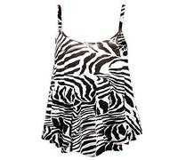 GOSTYLES® Womens Plain & Printed Spaghetti Strap Sleeveless Cami Vest, Ladies Summer Flared Swing Camisole Strappy Tank Tops (Zebra, 12-14)