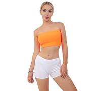 GOSTYLES® Womens Plain Strapless Bandeau Boob Tube Crop Top, Ladies Stretch Vest Bra Summer Casual Clubwear Festival Top (, 12) Orange