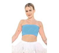 GOSTYLES® Womens Plain Strapless Bandeau Boob Tube Crop Top, Ladies Stretch Vest Bra Summer Casual Clubwear Festival Top (, 10) Turquoise