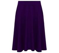 GOSTYLES® Womens Plain & Tartan Soft Stretch Midi Skirt, Ladies Knee-Length Elasticated Waistband Swing Style Scottish Check Skater (Purple, 18)