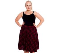 GOSTYLES® Womens Plain & Tartan Soft Stretch Midi Skirt, Ladies Knee-Length Elasticated Waistband Swing Style Scottish Check Skater (Wine Check, 20)