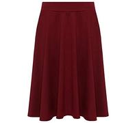GOSTYLES® Womens Plain & Tartan Soft Stretch Midi Skirt, Ladies Knee-Length Elasticated Waistband Swing Style Scottish Check Skater (Wine, 22-24)