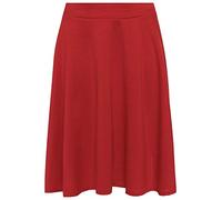 GOSTYLES® Womens Plain & Tartan Soft Stretch Midi Skirt, Ladies Knee-Length Elasticated Waistband Swing Style Scottish Check Skater (Red, 22-24)
