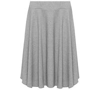 GOSTYLES® Womens Plain & Tartan Soft Stretch Midi Skirt, Ladies Knee-Length Elasticated Waistband Swing Style Scottish Check Skater (Silver, 18)