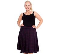 GOSTYLES® Womens Plain & Tartan Soft Stretch Midi Skirt, Ladies Knee-Length Elasticated Waistband Swing Style Scottish Check Skater (Purple Check, 22-24)