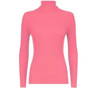 GOSTYLES® Women's Polo Roll Neck Long Sleeve Turtle Neck Jumper - Ladies Plain Mockneck Casual Top (Coral, 12-14)