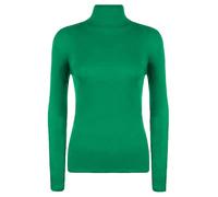 GOSTYLES® Women's Polo Roll Neck Long Sleeve Turtle Neck Jumper - Ladies Plain Mockneck Casual Top (Jade Green, 16-18)