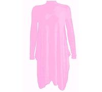 GOSTYLES® Womens Polo Turtle Neck Hanky Hem Swing Dress Top, Ladies Soft Stretchy Long Sleeve Flared Swing Skater Jumper Dresses (Baby Pink, M-L)