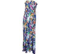 GOSTYLES® Womens Printed Bandeau Strapless Sheering Long Maxi Dress, Ladies Summer Holiday Beach Dresses Casual Boho Style Sundress (Comic Bang, 20-22)