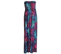 GOSTYLES® Womens Printed Bandeau Strapless Sheering Long Maxi Dress, Ladies Summer Holiday Beach Dresses Casual Boho Style Sundress (Multi Leopard, 16-18)