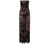 GOSTYLES® Womens Printed Bandeau Strapless Sheering Long Maxi Dress, Ladies Summer Holiday Beach Dresses Casual Boho Style Sundress (Wine Paisley, 20-22)