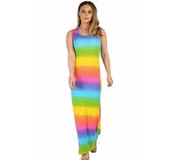 GOSTYLES Womens Rainbow Print Racer Back Vest Maxi Dress, Ladies Summer Casual Stretchy Jersey Party Wear Sleeveless Long Dresses XL