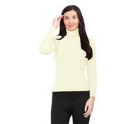 GOSTYLES® Women's Ribbed Knitted High Polo Roll Neck Jumper, Ladies Casual Smooth Stretchy Pullover Knit Turtleneck Plain Sweater Top (Cream, 12)