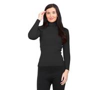GOSTYLES® Women's Ribbed Knitted High Polo Roll Neck Jumper, Ladies Casual Smooth Stretchy Pullover Knit Turtleneck Plain Sweater Top (Black, 8)