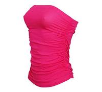 GOSTYLES® Womens Ruched Bandeau Boob Tube Crop Top, Ladies Summer Casual Wear Strapless Stretchy Bra Vest Tops (Fuchsia, 3XL)
