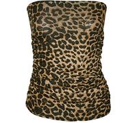 GOSTYLES® Womens Ruched Bandeau Boob Tube Crop Top, Ladies Summer Casual Wear Strapless Stretchy Bra Vest Tops (Leopard, S-M)