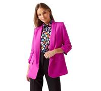 Gostyles® Women's Ruched Sleeve Fully Lined Jackets, Ladies Office Work Open Front Coats Plain Collar Italian Blazer with Pockets (Magenta, S)