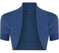 GOSTYLES® Womens Sequin Embellished Short Sleeve Bolero Shrug, Ladies Elegant Cropped Open Front Cardigan Dressy Sparkle Evening Jacket (Royal Blue, 12-14)