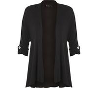 GOSTYLES® Womens Short Sleeve Button Open Cardigan Soft Stretchy Lightweight Cover Up Top, Ladies Casual Summer Shrug Tops (Black, 12-14)