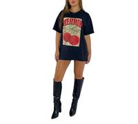 GOSTYLES® Womens Short Sleeve Leopard Cherries Print Baggy T-Shirt, Ladies Soft Breathable Fashion Trend Summer Tee Tops (Black, 12-14)